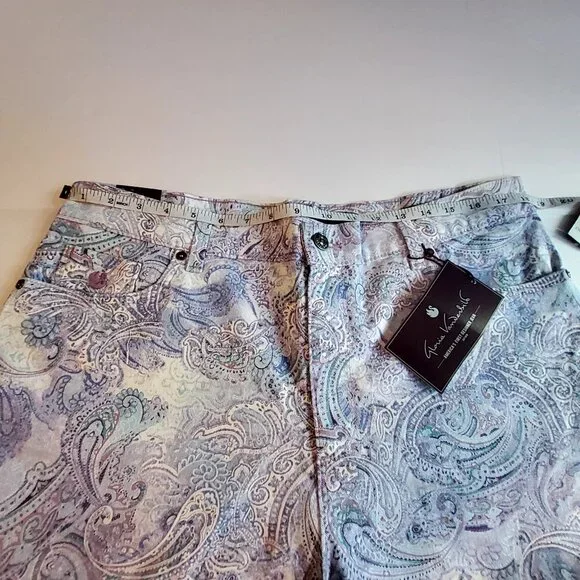 Gloria Vanderbilt Amanda Capri Jeans Lavender Kiss Prussian Paisley Print Size18 - Picture 7 of 16